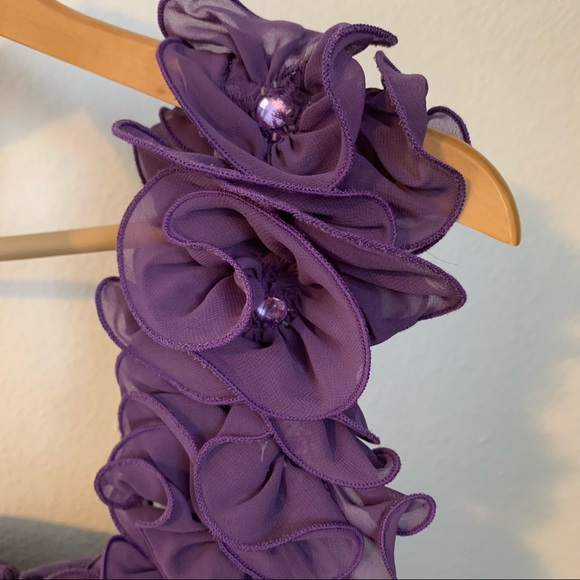 Purple ruffle mini prom dress 13/14 - Picture 2 of 5